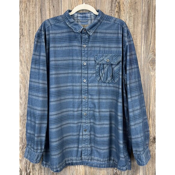 Royal Robbins Corduroy Shirt Mens XXL Standard Fit Blue Plaid Button Up Casual - Picture 1 of 13